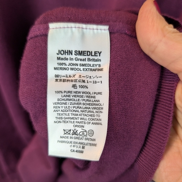 John Smedley Men's Purple V-Neck Sweater Size XL In EUC - Picture 5 of 10